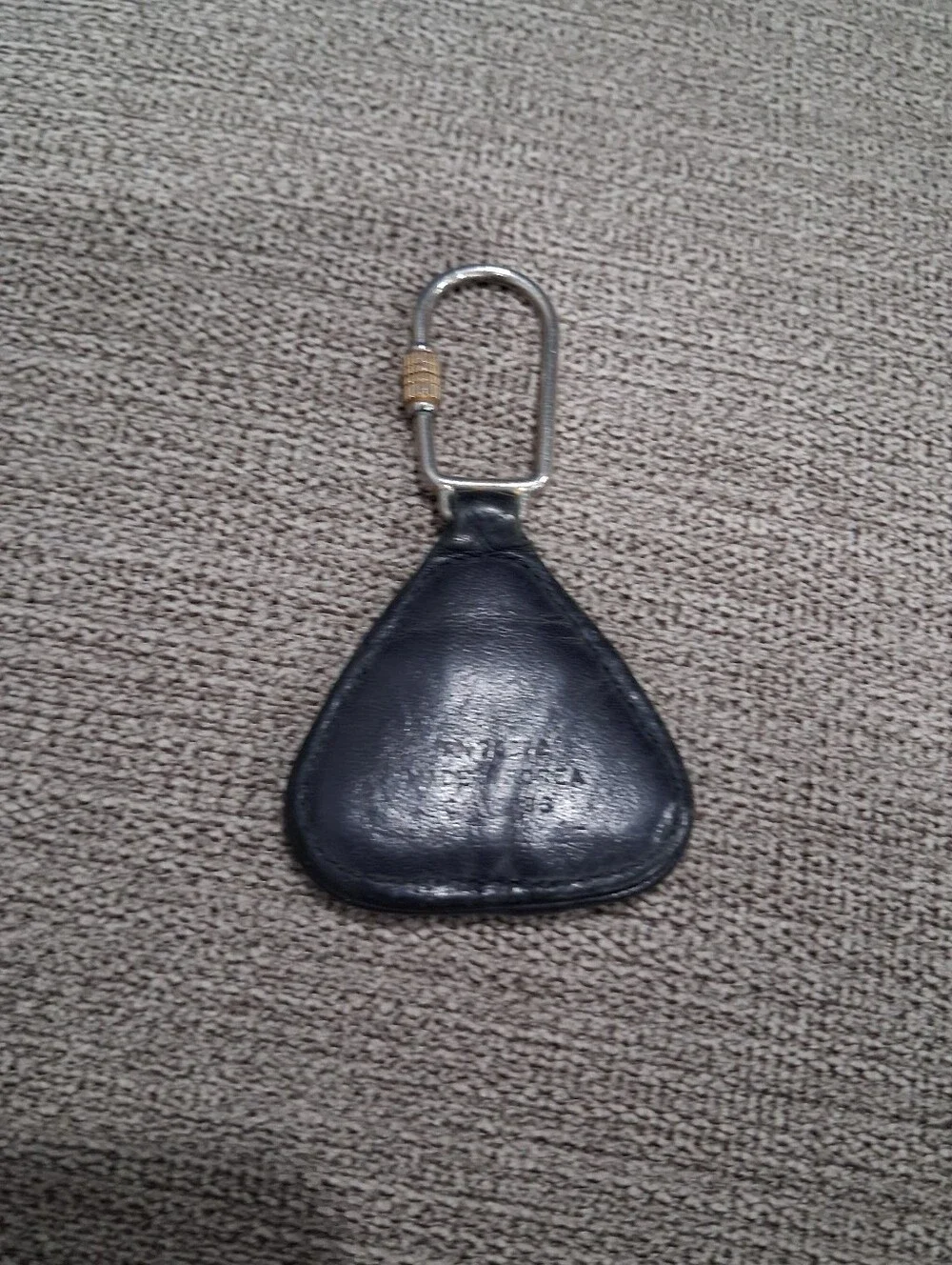 Vintage Liz Claiborne Triangular Blue Leather Keychain With Silver Accents